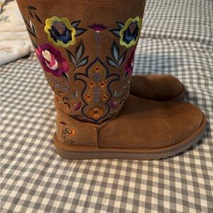 UGG Brown Embroidered Winter Boots